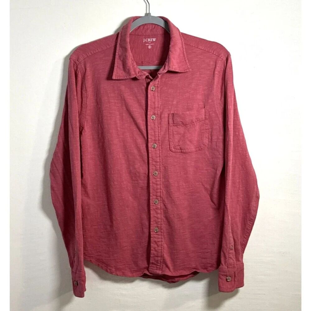 J.Crew Men's Button Up Shirt Small Long Sleeve 100% Cotton Dusty Rose Casual